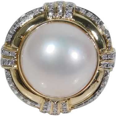 Fashionable .06ctw Diamond & Pearl Cocktail Ring … - image 1