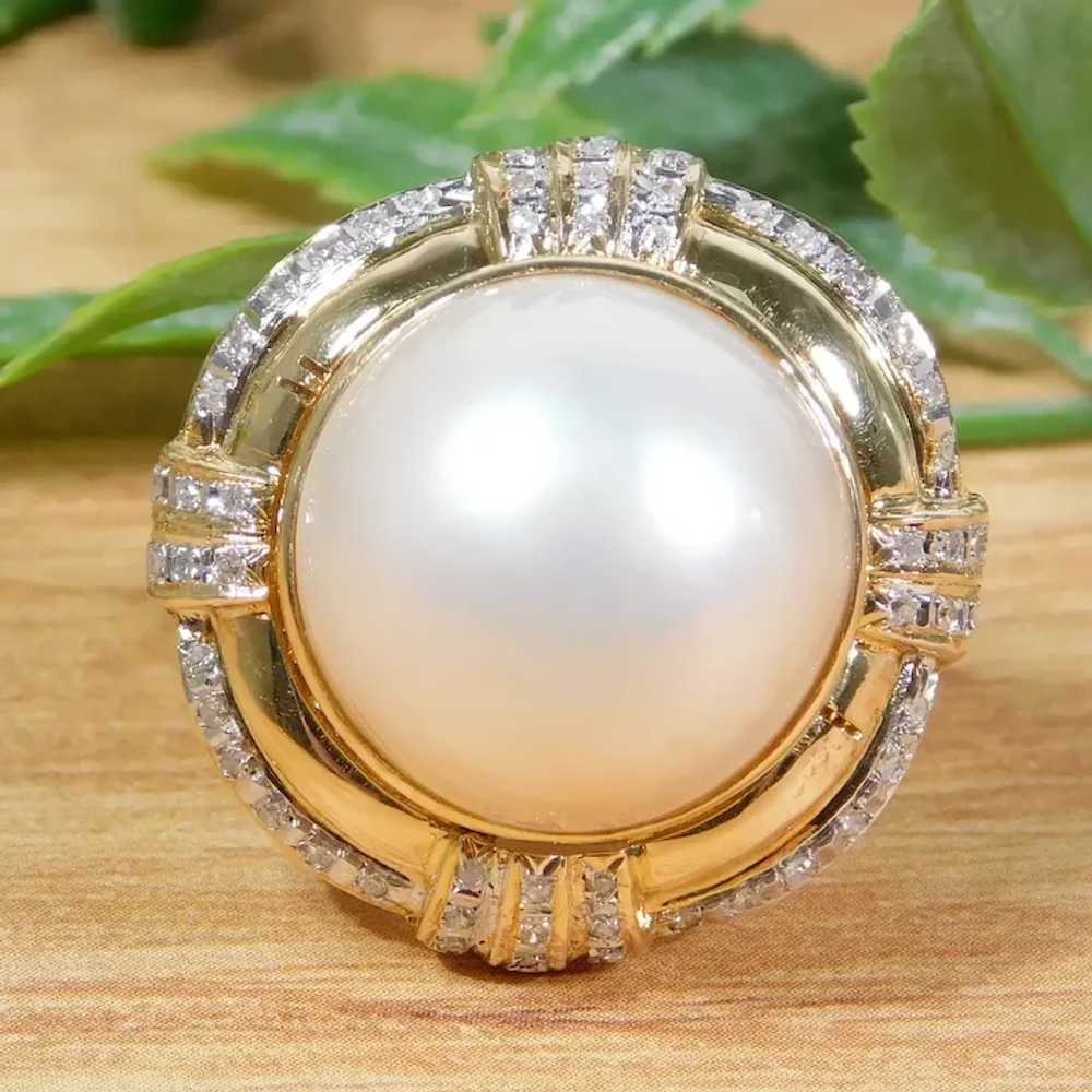 Fashionable .06ctw Diamond & Pearl Cocktail Ring … - image 2