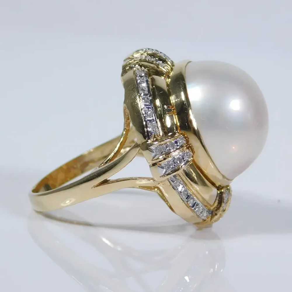 Fashionable .06ctw Diamond & Pearl Cocktail Ring … - image 3