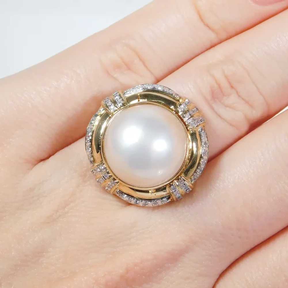 Fashionable .06ctw Diamond & Pearl Cocktail Ring … - image 5