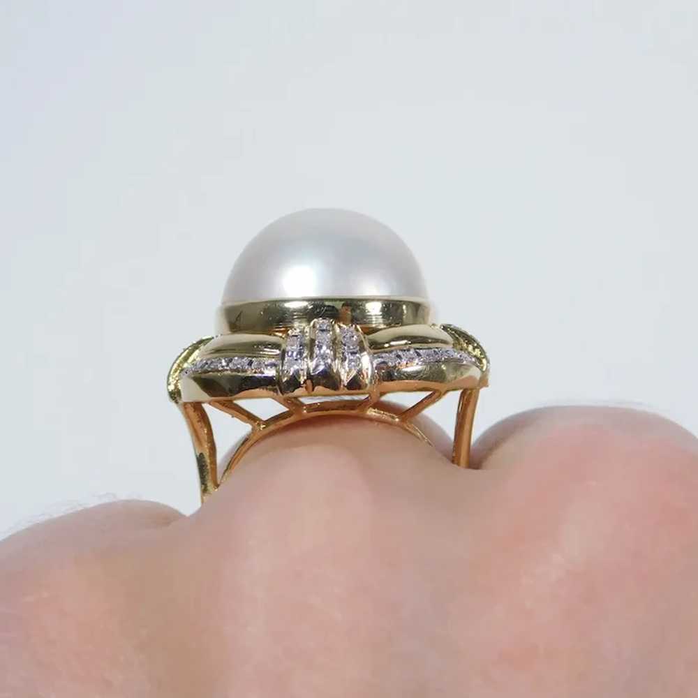 Fashionable .06ctw Diamond & Pearl Cocktail Ring … - image 6
