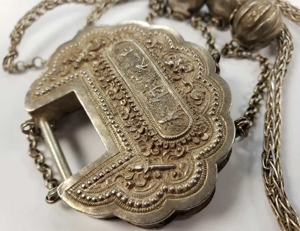 Antique Chinese Silver Lock Necklace Pendant Drag… - image 10