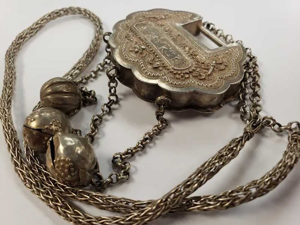 Antique Chinese Silver Lock Necklace Pendant Drag… - image 9