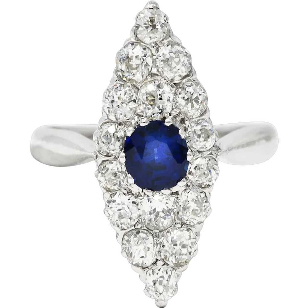 Edwardian 1.56 CTW Cushion Cut Sapphire Old Mine … - image 1