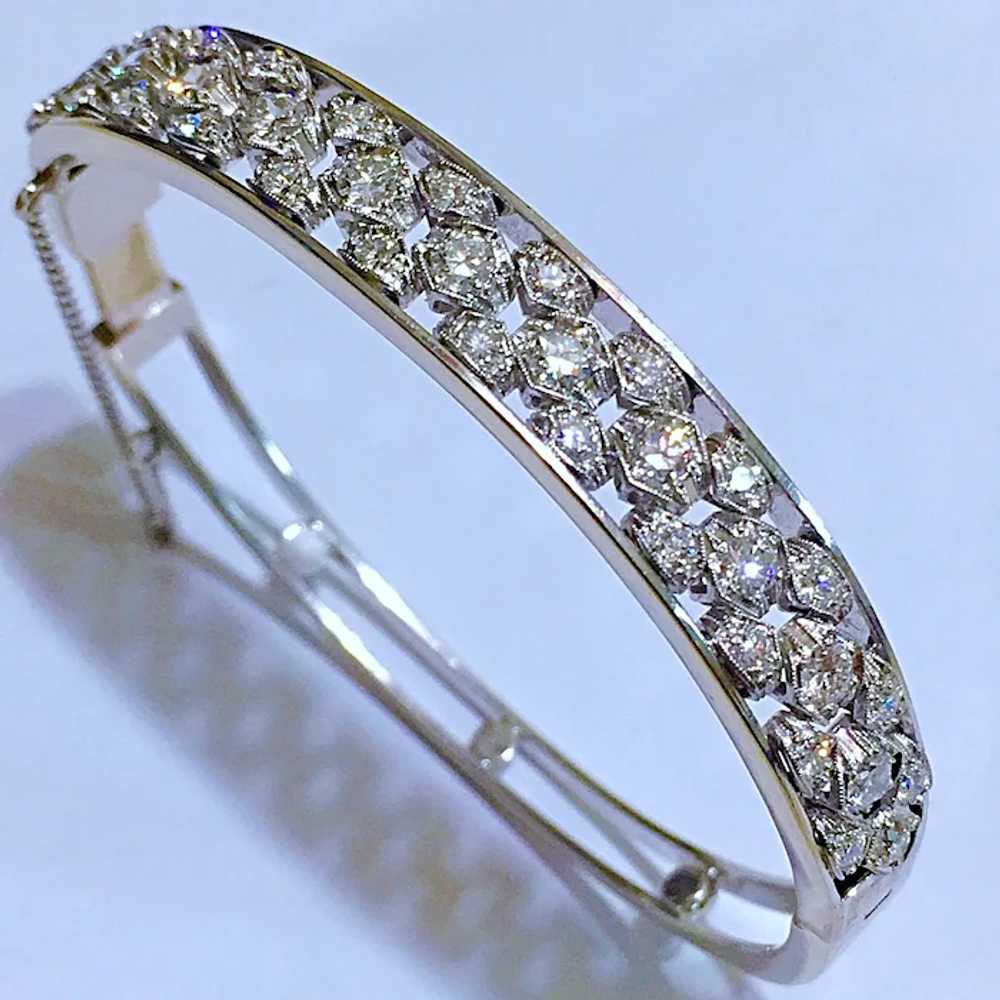 Antique Art Deco Diamond 14K White Gold Vintage B… - image 2