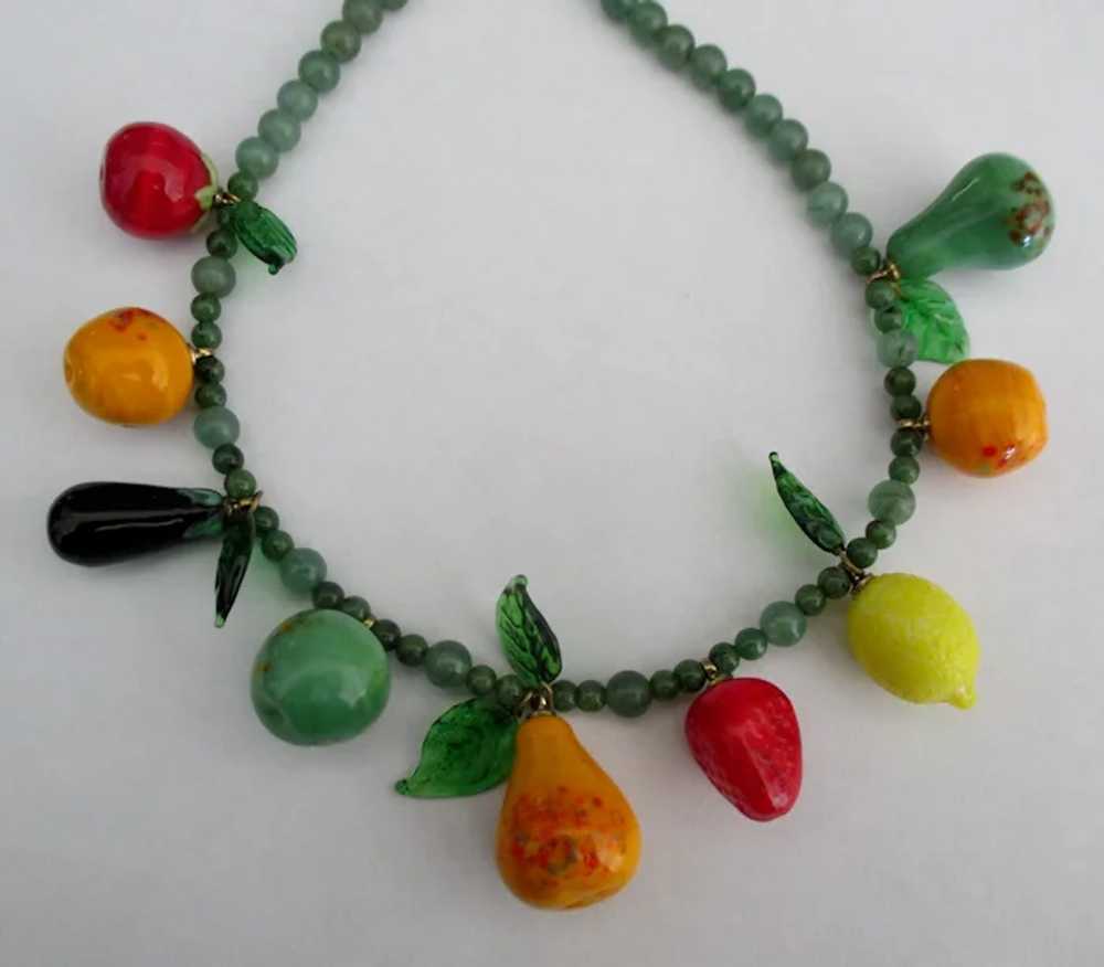 Vintage Italian Large Glass Fruit Aventurine Bead… - image 2