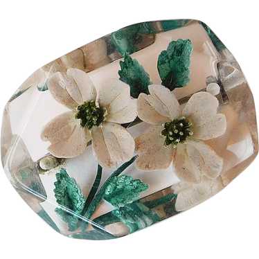 Unusual CARVED LUCITE Dogwood Flower Brooch