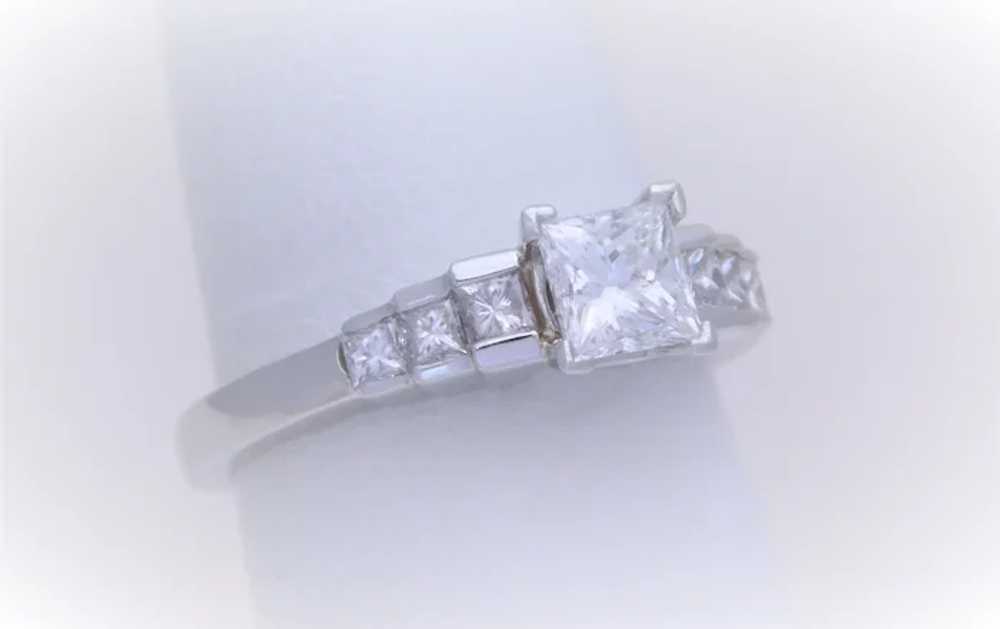 Platinum 0.75ct Natural Princess Cut Diamond Enga… - image 3