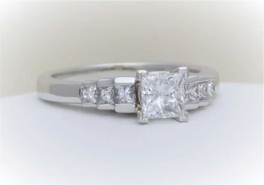 Platinum 0.75ct Natural Princess Cut Diamond Enga… - image 9