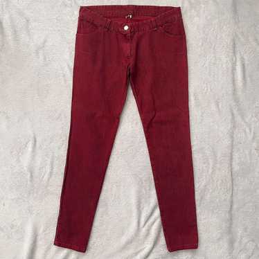 Cherry red skinny jeans