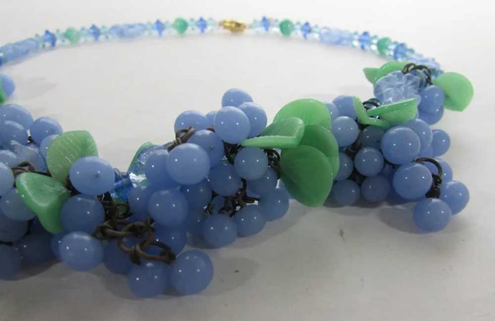 Vintage Art Glass Beaded Necklace Grape Themed in… - image 10