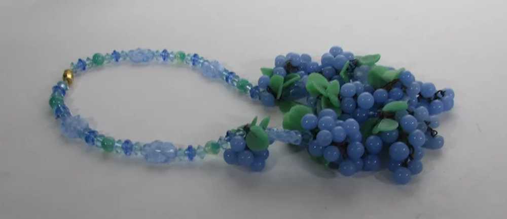 Vintage Art Glass Beaded Necklace Grape Themed in… - image 11