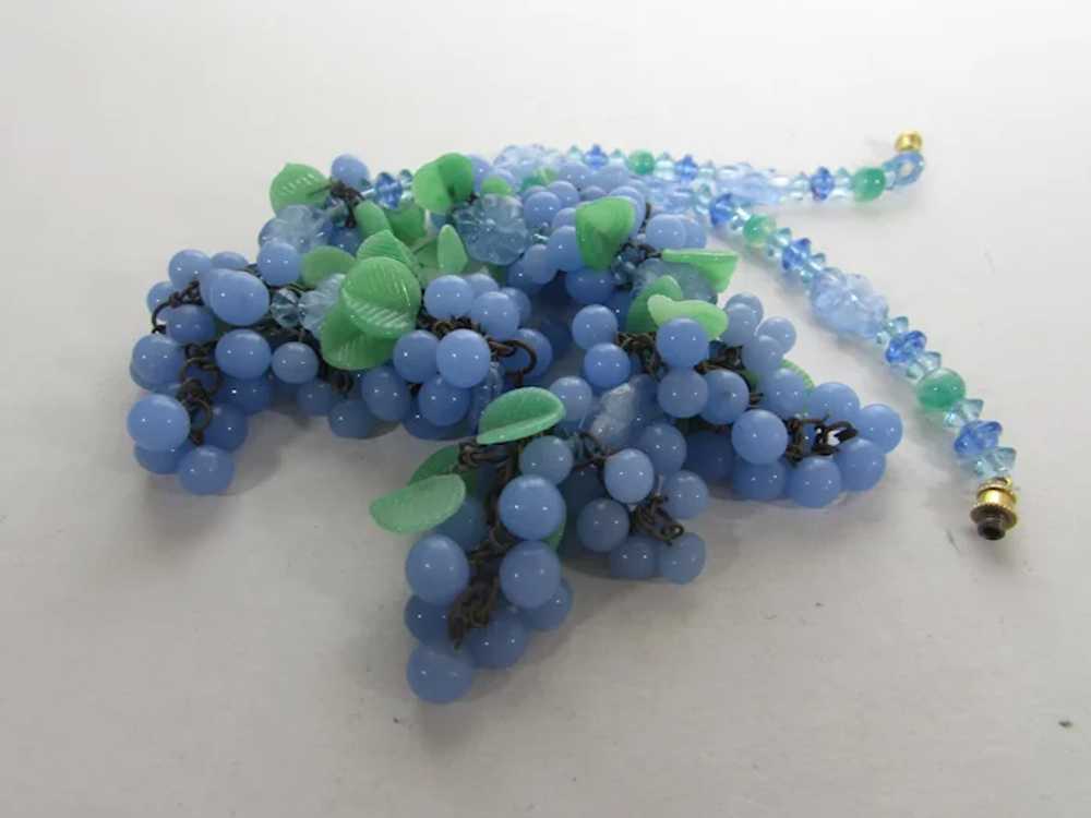 Vintage Art Glass Beaded Necklace Grape Themed in… - image 7
