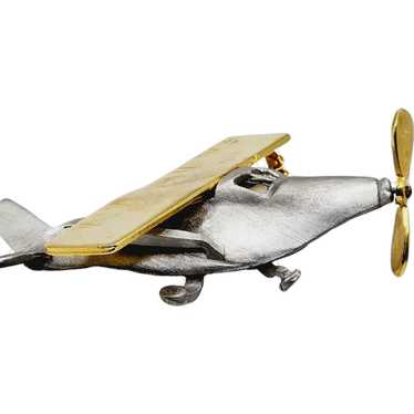 Vintage Signed Ultra Craft Plane Brooch With Artic