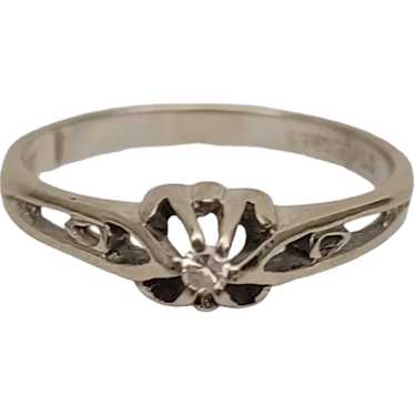 STYLECRES 10k White Gold Diamond Chip Ring, Signed - image 1