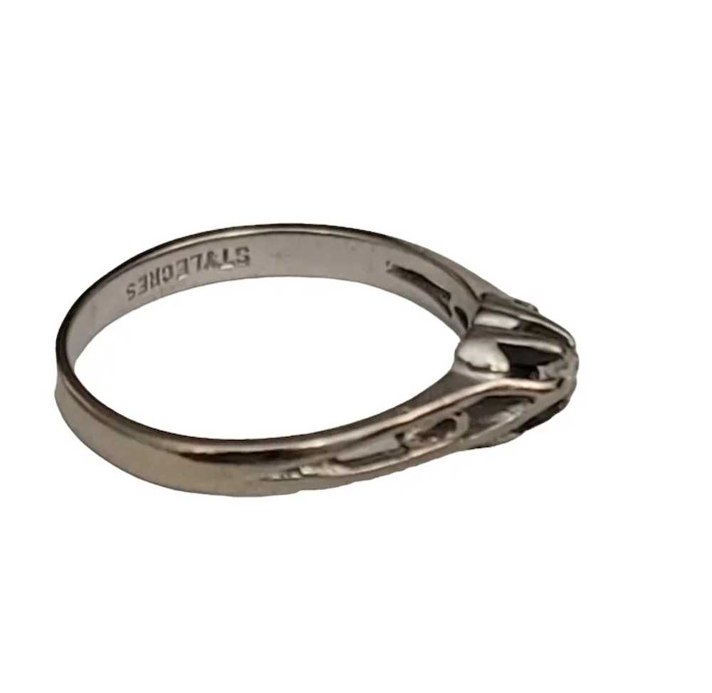 STYLECRES 10k White Gold Diamond Chip Ring, Signed - image 4