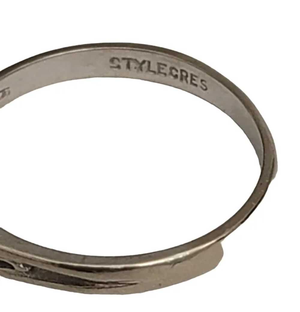 STYLECRES 10k White Gold Diamond Chip Ring, Signed - image 5