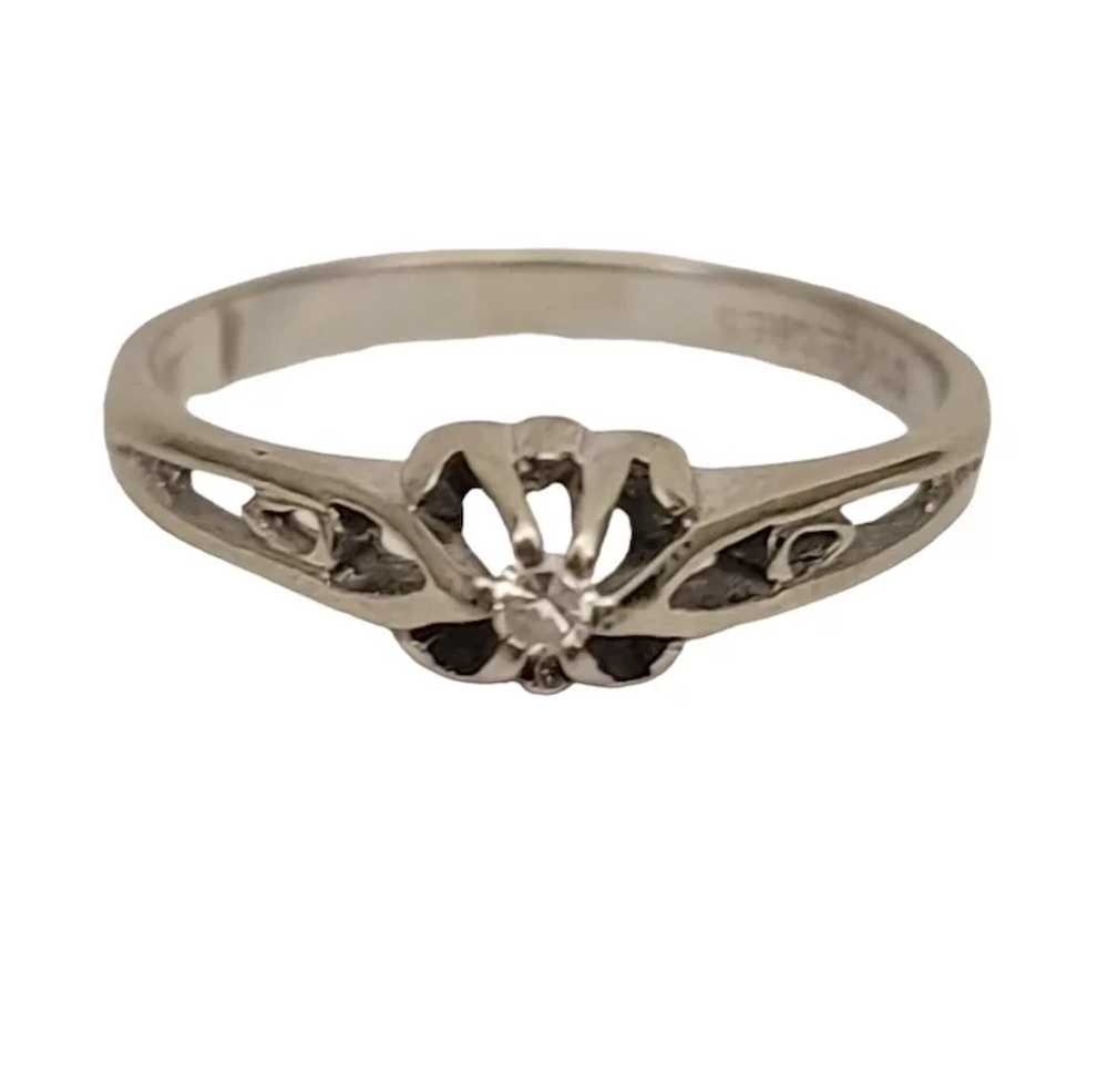 STYLECRES 10k White Gold Diamond Chip Ring, Signed - image 9