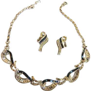 Pennino 1950s Baguette Necklace and Earrings - image 1