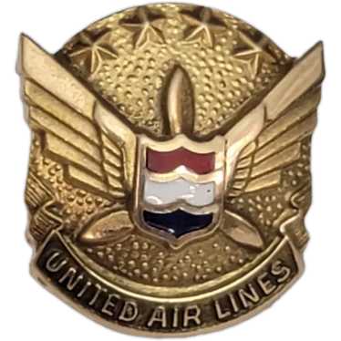 10k Yellow Gold United Air Lines Service Lapel Ti… - image 1
