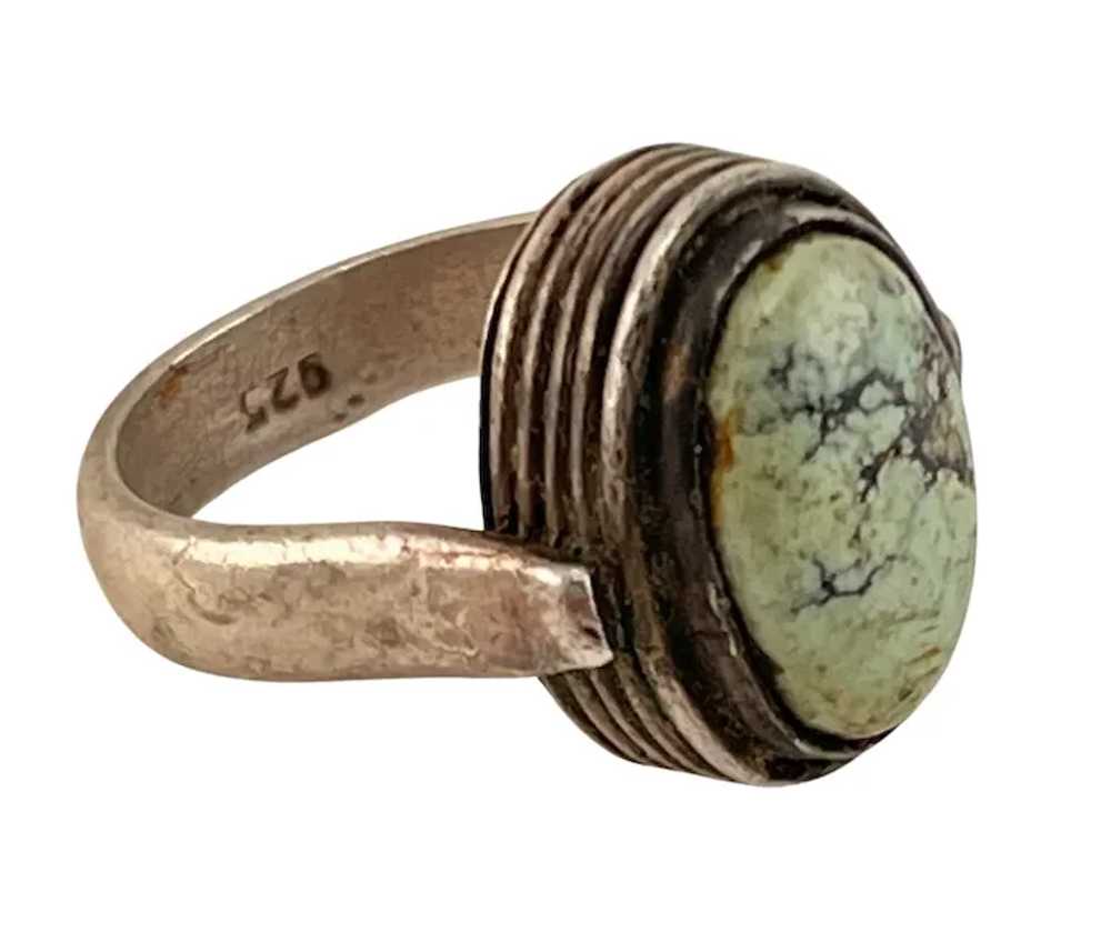 Cabachon Oval Turquoise Ring Set in Sterling - image 2