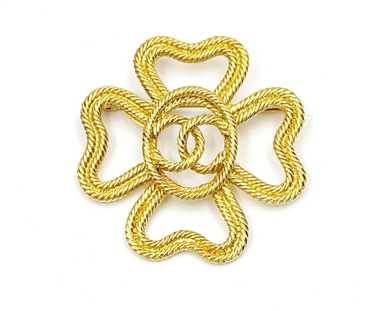 Chanel Chanel Vintage Gold Plated Rope Cross CC B… - image 1