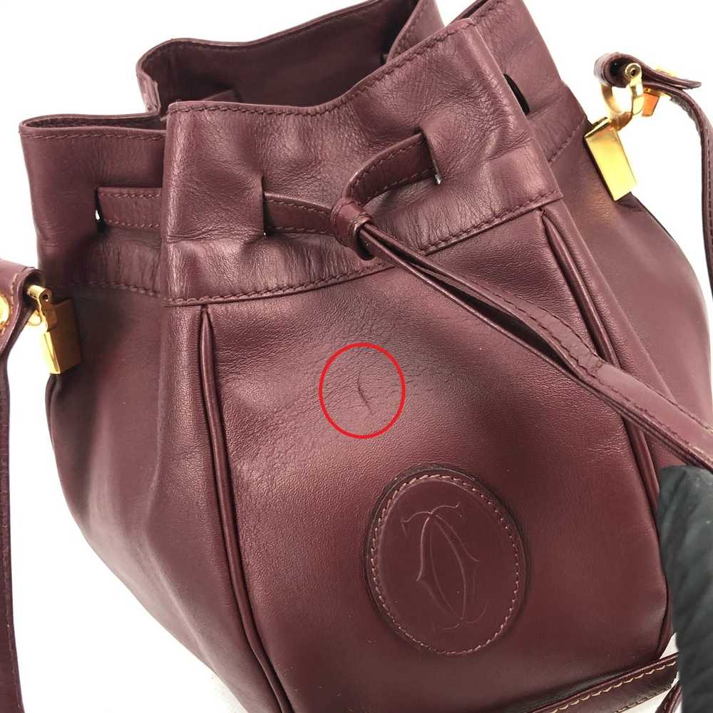 Cartier Burgundy Leather Drawstring Seau Shoulder… - image 10