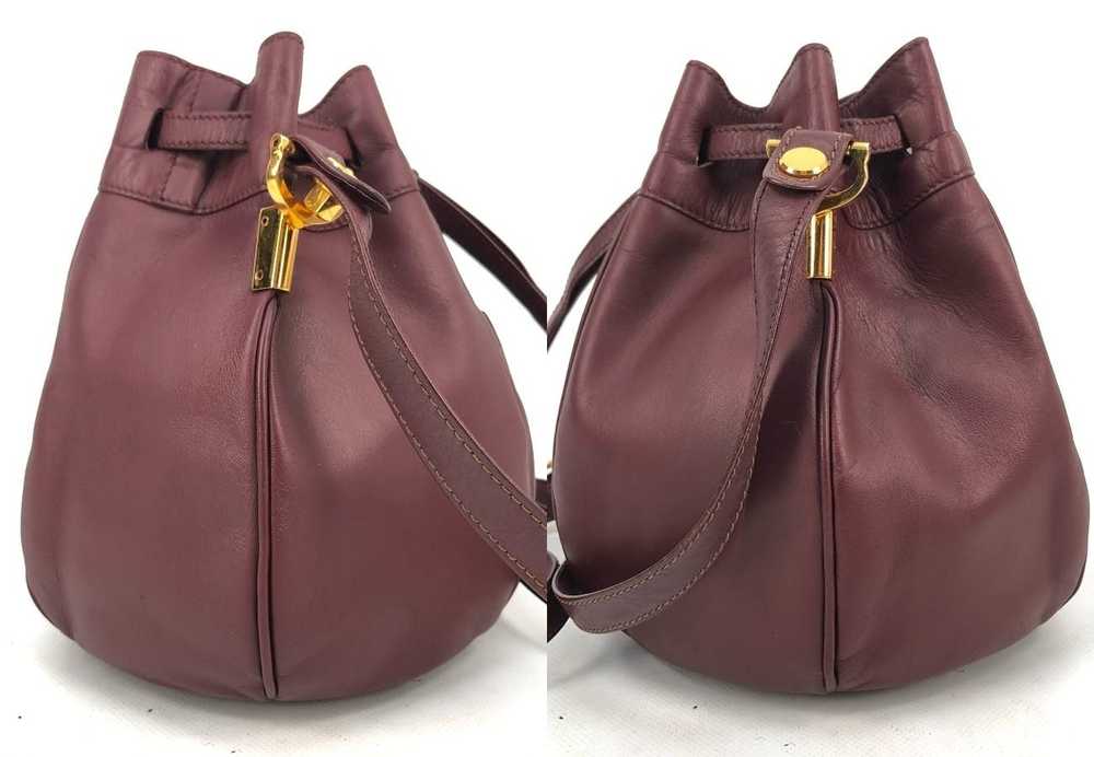 Cartier Burgundy Leather Drawstring Seau Shoulder… - image 5