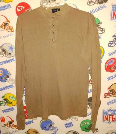 George Men's Long Sleeve Thermal Henley Shirt Size XL (46-48) Brown Orange  New 