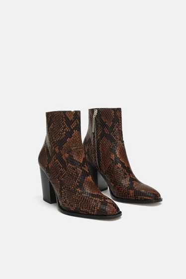 Zara Zara Leather Python Snake Embossed Print Heel