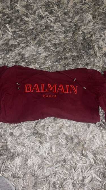 Balmain Burgundy Balmain hooded long sleeve