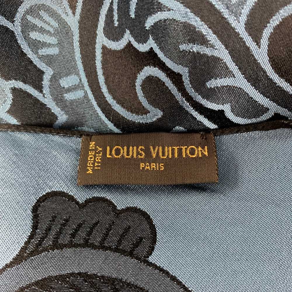 Louis Vuitton Blue Black Jacquard Silk Scarf - image 6