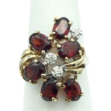 10k Garnet and Diamond Ring