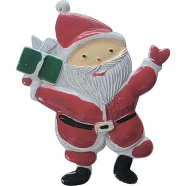 Santa Claus with Present Christmas Brooch - image 1