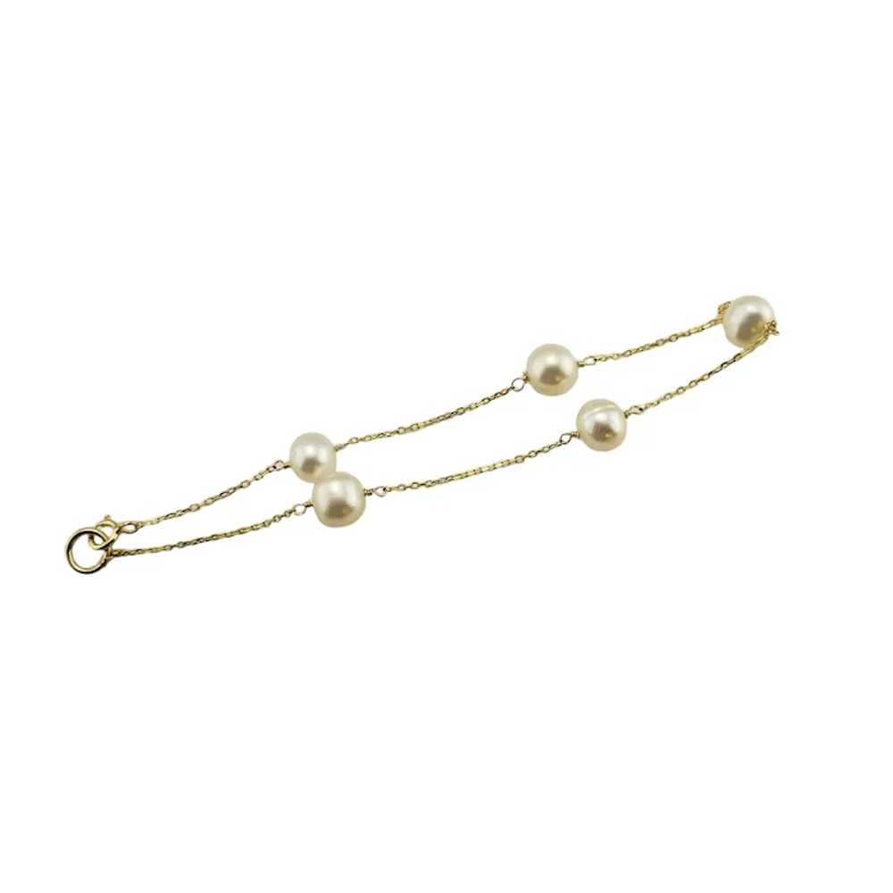 Vintage 14 Karat Yellow Gold and Pearl Station Br… - image 3
