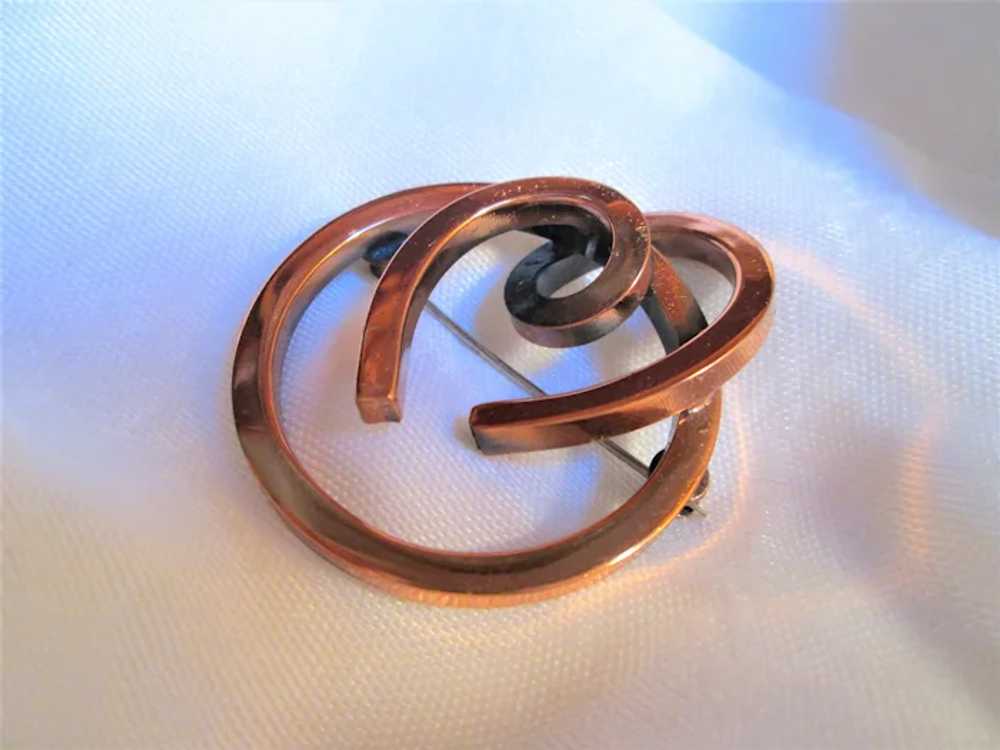 Modernist Renoir "Circlet" Copper Brooch Pin - image 3