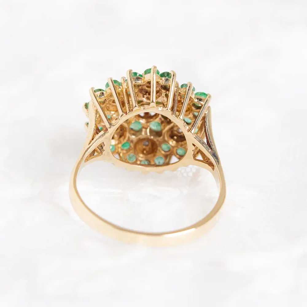 9ct Gold Emerald & Diamond Ring Large Cocktail Cl… - image 7