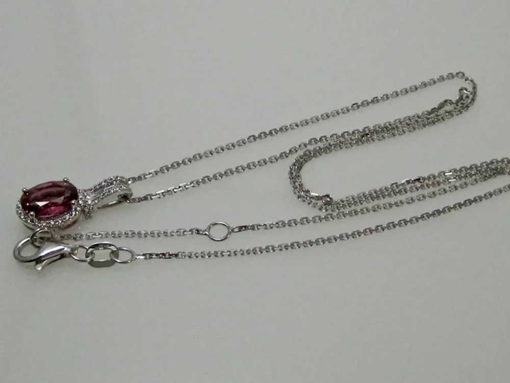 Vintage Estate Pink tourmaline Diamond Necklace 1… - image 3