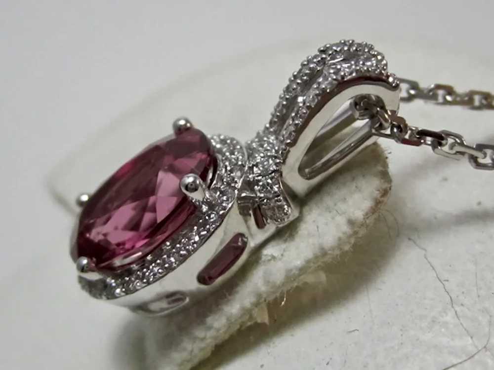 Vintage Estate Pink tourmaline Diamond Necklace 1… - image 5
