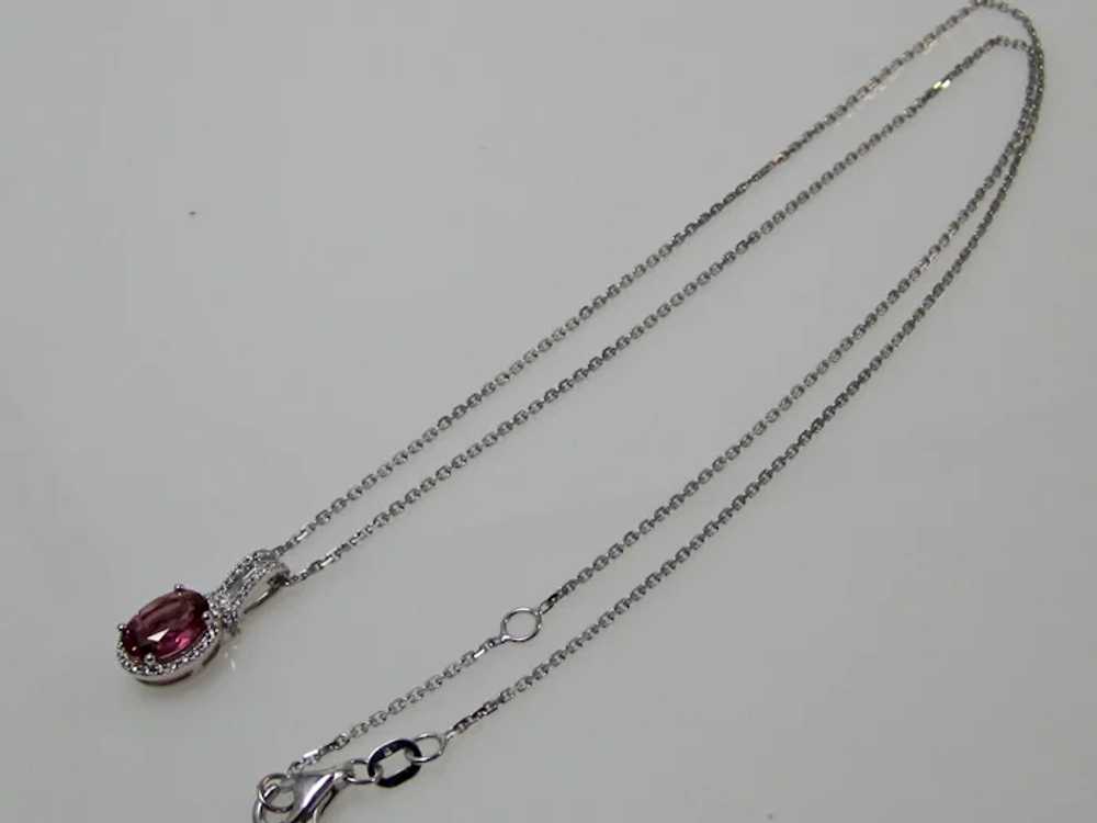 Vintage Estate Pink tourmaline Diamond Necklace 1… - image 6