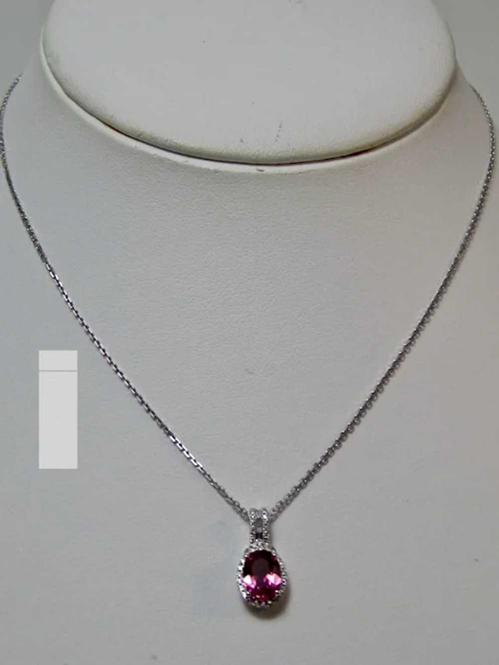 Vintage Estate Pink tourmaline Diamond Necklace 1… - image 7
