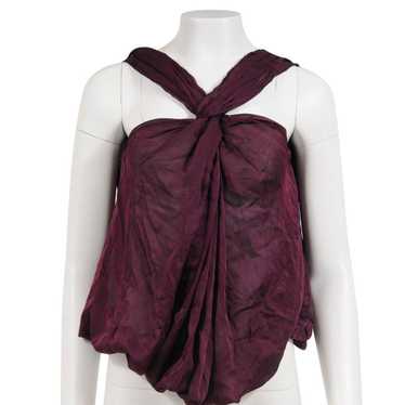 Lanvin Vintage y2k Ruched V Neck Strap Top Purple 