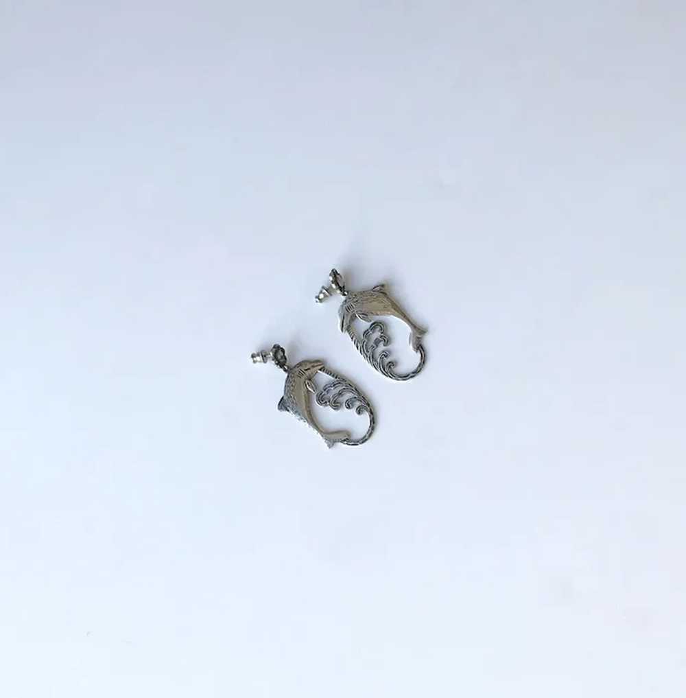 Sterling Silver Humpback Whale Earrings - image 3