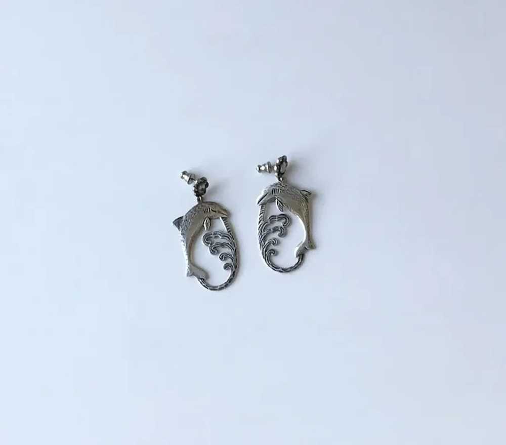 Sterling Silver Humpback Whale Earrings - image 4