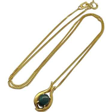 Black Opal Pendant and Chain Necklace 18K Yellow G