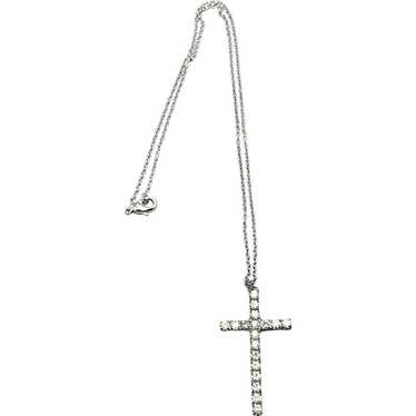 Vintage Rhinestone Cross Chain Necklace - image 1