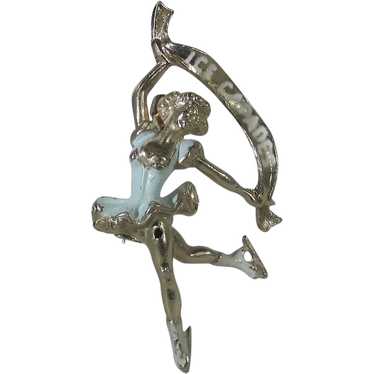 Vintage Ice Capades Skater with Banner Pin - image 1
