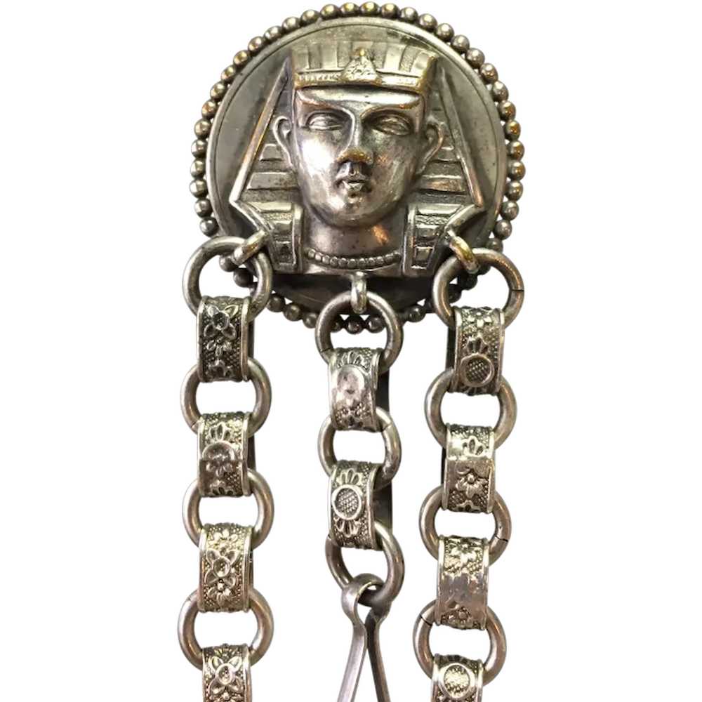 Egyptian Silver Chatelaine Watch Holder Antique 1… - image 1