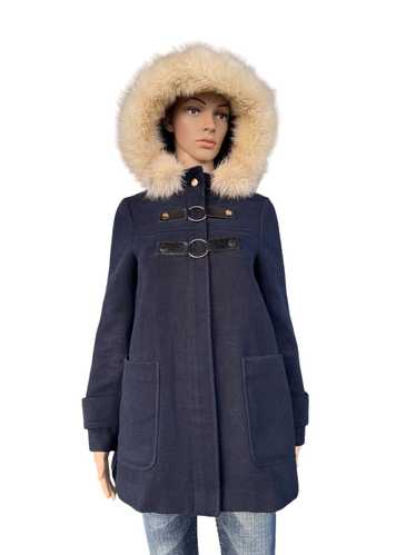 TOPSHOP Petite Hooded Pea Swing Coat Cropped Wool Jacket