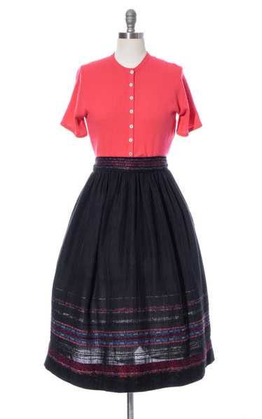 1960s Hand-Woven Striped Border Skirt | medium - image 1